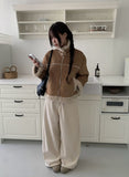 Forcial Brushed Corduroy String Wide Pants