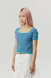SQUARE NECK STRIPE CARDIGAN