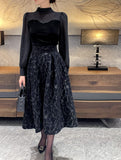 Collie Velvet Wrinkle Jacquard Flare Skirt
