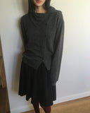 Inz diagonal button turtleneck collar cardigan