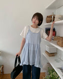 Sodel Summer Seersucker Check Sleeveless One Piece