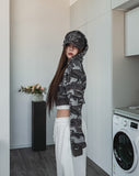 Mock Military Deep V Crop Hood Zip-up