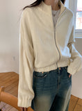 Kenfeed Cropped Knit Zip-Up Cardigan