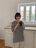 [unisex] Hemda Stripe Over Short Sleeve Tee