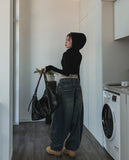 Kenta rivet pintuck balloon denim pants