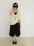 LINEN DEEP V-NECK KNIT