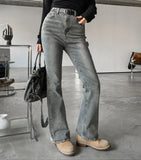Grayish Washing Bootcut Denim Pants