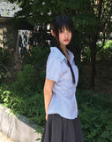 Tapee stripe ribbon strap pocket shirt
