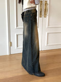 Ito Sand Washing Wide Maxi Denim Skirt