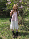 Horin Scarf Set Dot Ribbon Lace Blouse