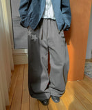 [BAONHAUS] Corylin Star Patch Banding Wide Pants
