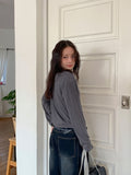 [BAONHAUS] Felts Stripe Henley Neck Long Sleeve Tee