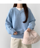 Wool Acrylic Blend V-neck Loose Fit Avant Knit