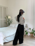 Viant two pin tuck slab cotton long wide pants
