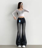 Pelvic Pad Slim Span Bootcut Denim Pants