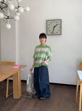 Monomo Linen Stripe Color Short Sleeve Knit