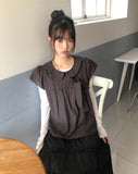 Lupek Ribbon Check Short Sleeve Blouse