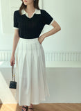 Rael Cable Color Matching Open Collar Knit