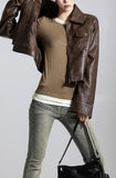Crop Stiff Leather Jacket