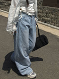 Pek Summer Adjust Snap Washing Denim Wide Pants