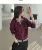 Wool Pendant High-Quality Color Matching Layered Cardigan