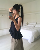 [Scrunchie set] Kicho Dot Ribbon Sleeveless Blouse