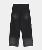 SNAP BIKER DENIM PANTS
