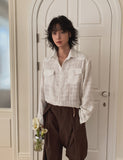 Leaf double pin tuck string wide slacks