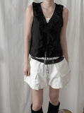 Punched Lace Ruffle Blouse