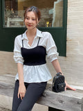 Sign Bustier Layered Three Quarter Shirring Shirt