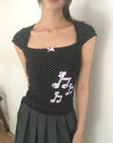 Jerrin Dot Ribbon Check Print Short Sleeve T-shirt