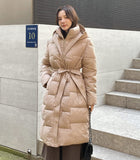 Verond High Neck Hood Long Padding Jumper (Belt Set)