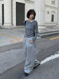 Rhythm Diagonal Unbalanced Button Hood Long Sleeve T-shirt