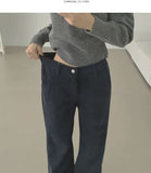 Corduroy Banding Bonding Brushed Loose Bootcut Pants