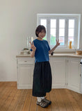 [unisex] Whiyo Keyring Raw Denim Banding Bermuda Pants