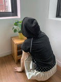 Shawly Dot Short Sleeve Hood Zip-Up