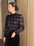Mitchell Velvet See-Through Puff Blouse