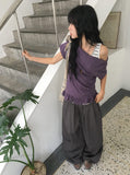 Shima Drape Frill Off-Shoulder Short Sleeve Tee