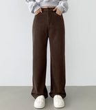 Golden corduroy velor fleece brushed long wide pants