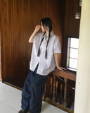 Copper linen overfit check shirt