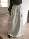 Minto Zipper Buns Pocket Cargo Pile Back Slit Banding Long Skirt