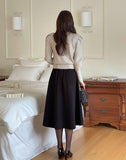 Lena Wool Brushed Banding Flare Skirt