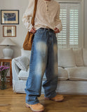 Norma Vintage Washing Wide Denim Pants