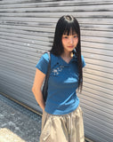 Devon Star Printed Collar Short Sleeve T-Shirt