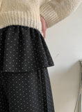 Venenti banding dot frill layered skirt pants