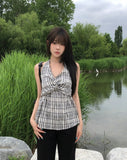 Sov Check Halter Blouse