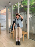 [unisex] Dinning pin tuck banding linen bermuda pants - Linen50