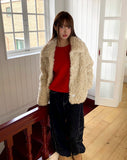 Piru Half Poodle Fluffy Fur Coat Jacket