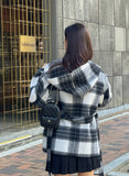 [75% Wool] Torrett Handmade Hood Cape Check Coat