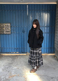 Huen High Neck Duffle Over Wool Hood Midi Coat
